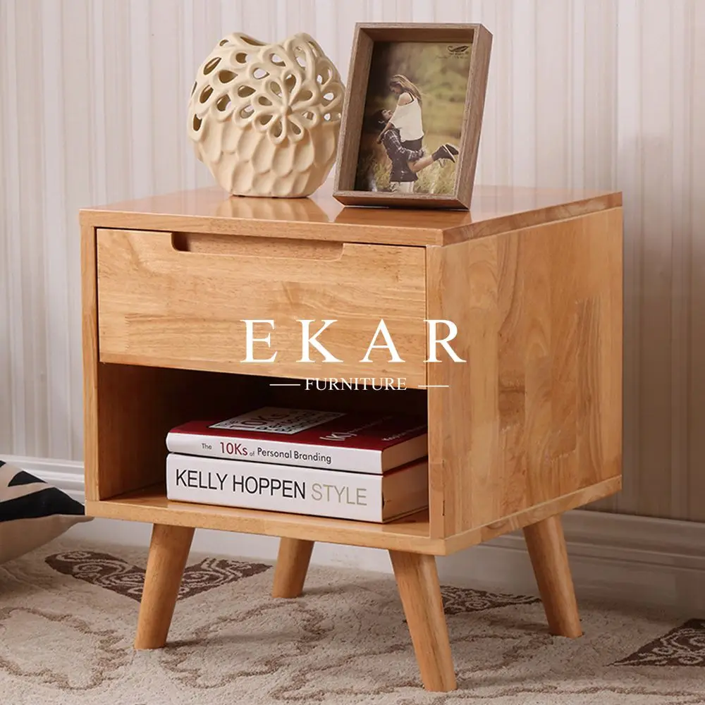 Contemporary Style Oak Wood 1 Drawer Modern Simple Night stand Bed End Table Bedside Table