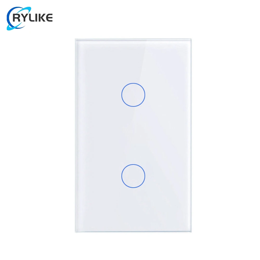 SAA Approval AU US Type 2 Gang Smart Touch Screen Light Switch Tuya App Smart Life WiFi Controlled Light Switch