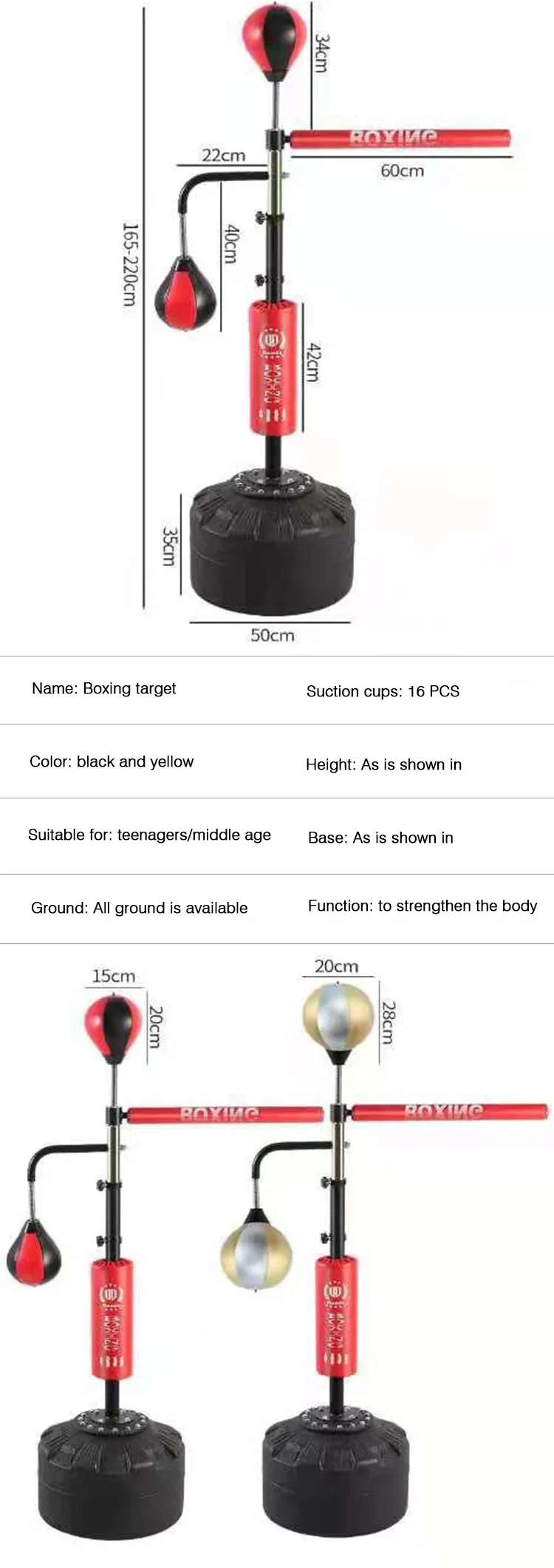 Spring Durable Sports Training Adult Ball Shape Free Standing Sandbag for boxing