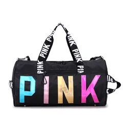 Wholesale Custom Logo Sport Travel  Bag Fashion Large Capacity Durable and Waterproof Overnight Pink Gym Duffle Bag