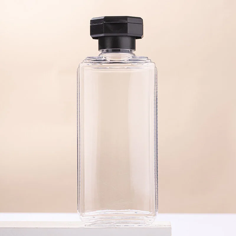 PET Flip Cap Flat Shampoo Bottle Transparent Plastic Shower Gel Bottle Cosmetic Lotion Packaging Bottle YGH728