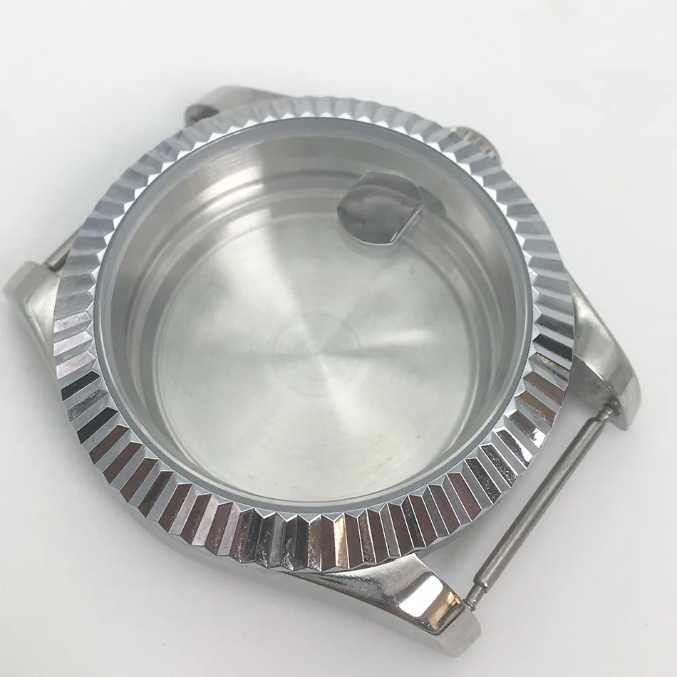 Custom Sapphire Glass Date Window Silver Stainless Steel 40mm Watch Case for miyota 8215