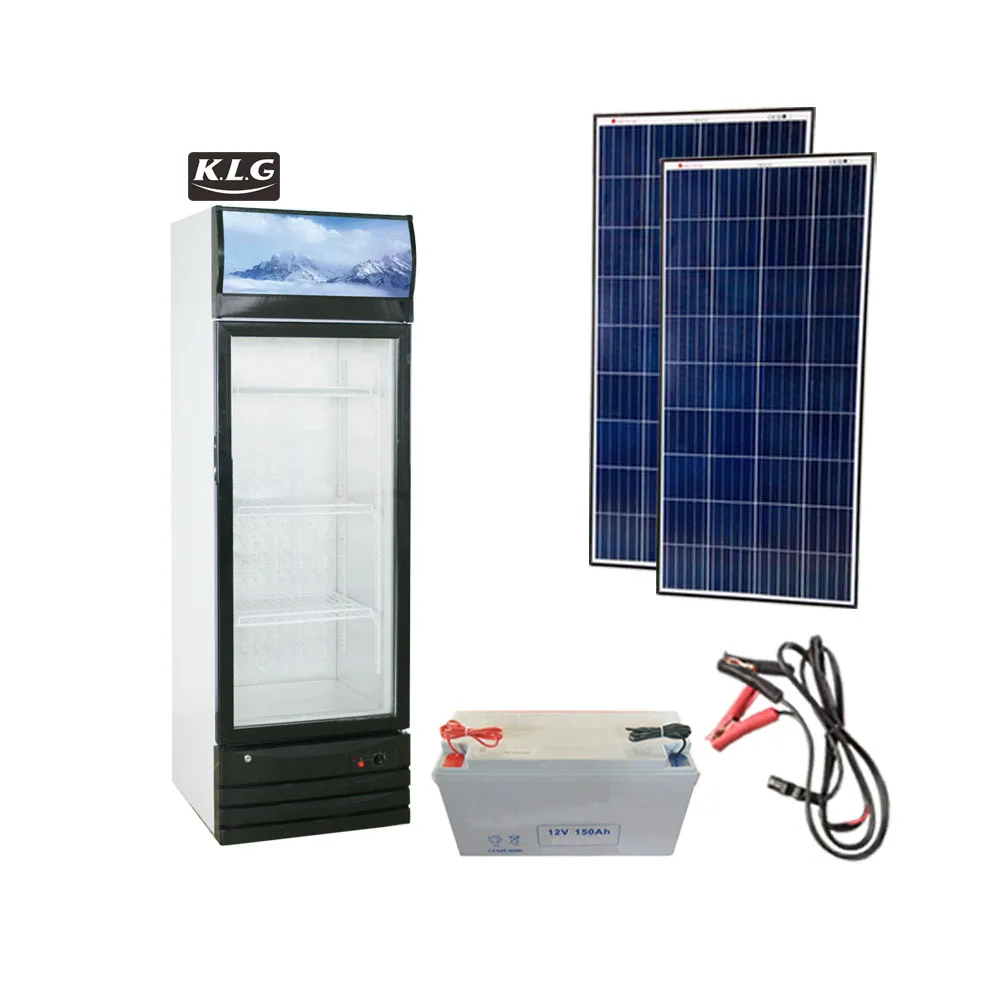 DC Solar brand compressor upright beverage refrigerating display showcase cooler chiller