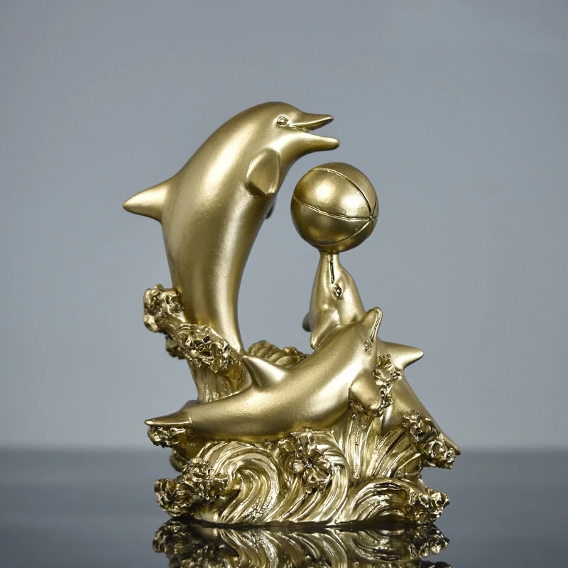 Wholesale & Custom Creative Resin Dolphin Statue Sculpture Gift For Home Office Living Room Desktop Display Decoration