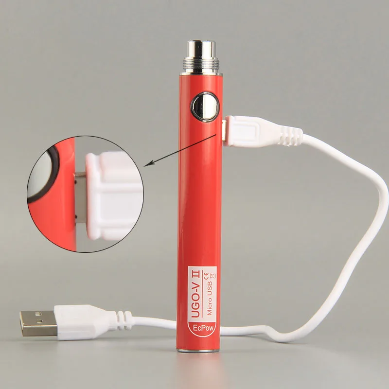 
Leakproof USB Charging UGO V2 Battery 650 mah Empty Vapes Cartridges Battery 510 thread UGO Batteries Vape Pen 