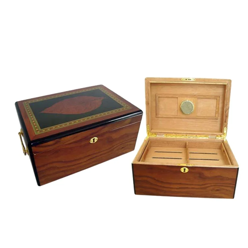 New Design Black Luxury Wooden cigar box with Humidor