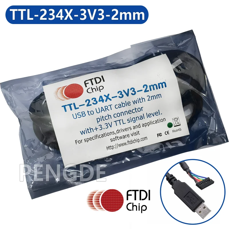 TTL-234X-3V3-2MM FTDIchip Official Original Genuine USB to UART cable Supports +3.3V UART signals FT234X