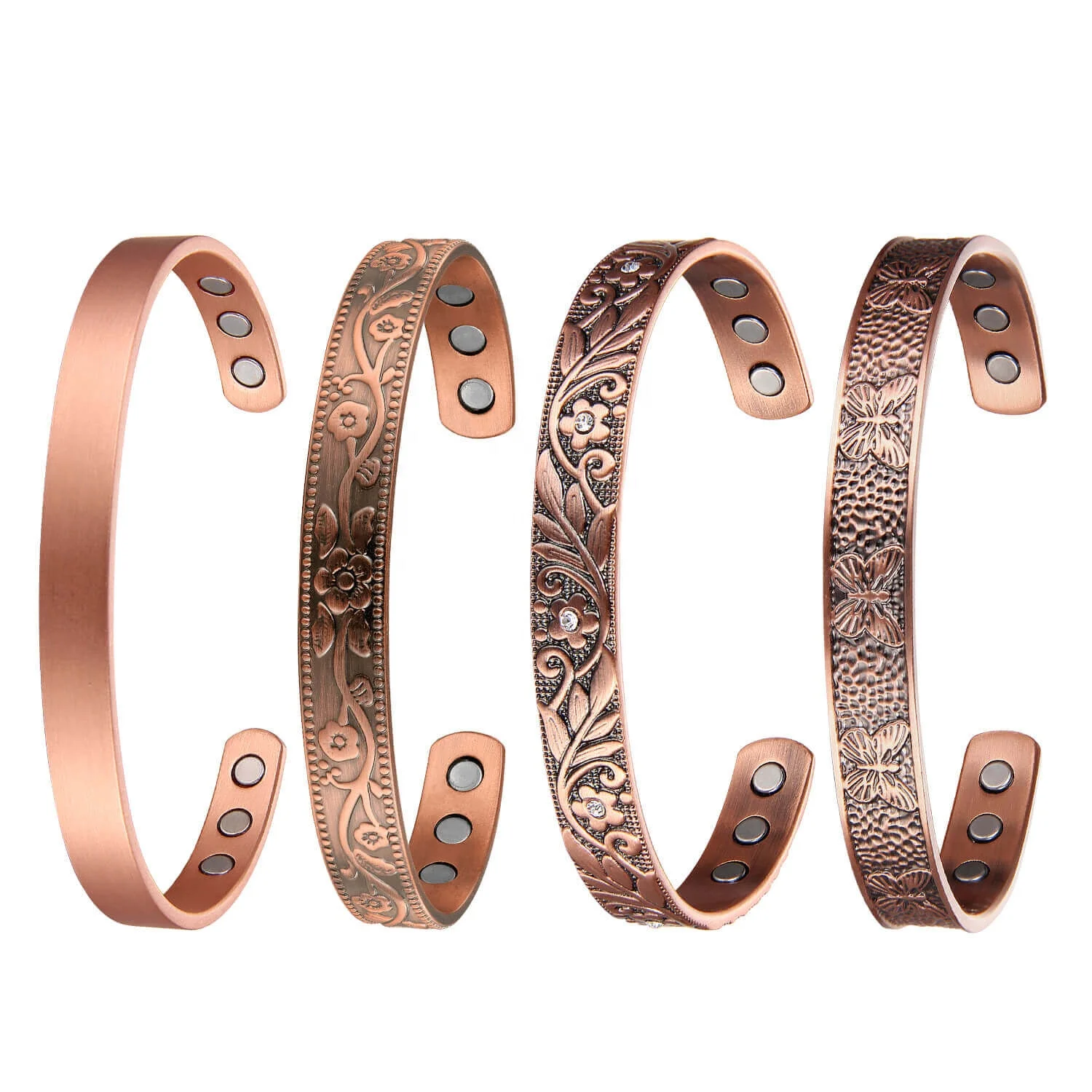 Solid Copper Bracelets For Arthritis Magnetic Pulsera Vikinga Healing Cuff Silk Bangles 99.99% Pure Copper Bangles  Women Set