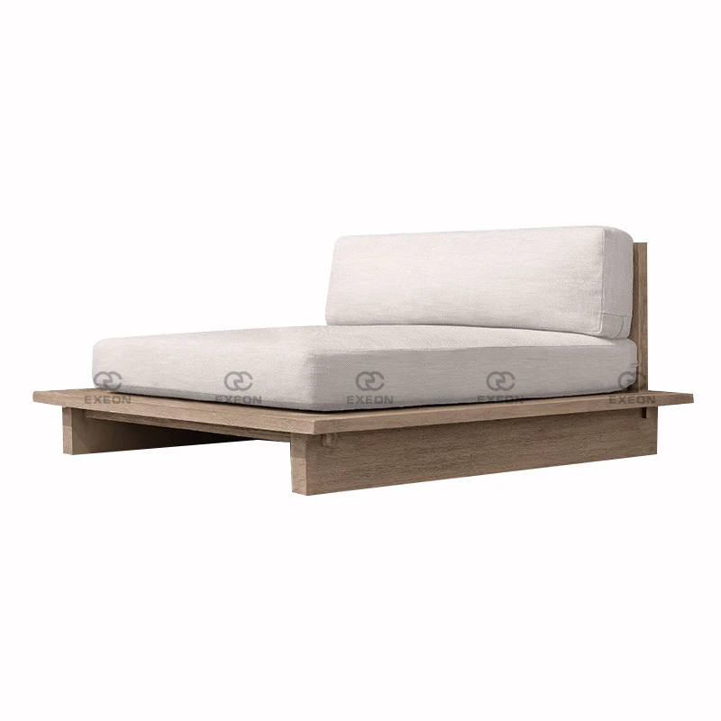 Outdoor Garden Natural Wood Club Chair Sofa Furniture Weathered Teak Designer Sofa