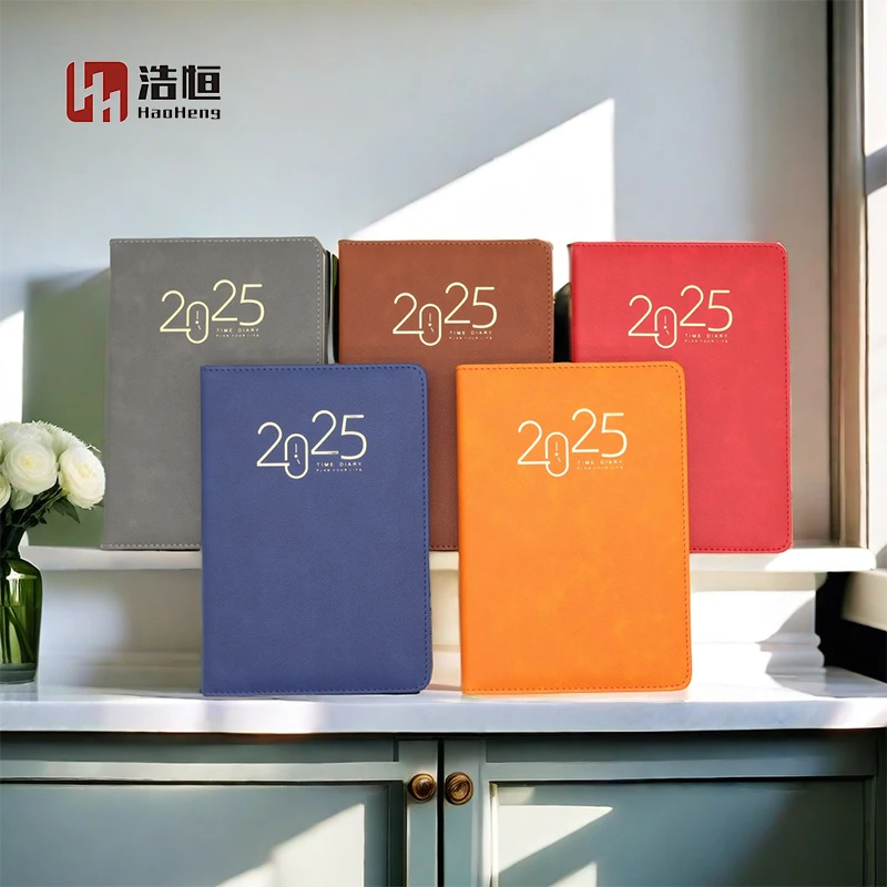 Coloring Leather Cover Book Leather Journal Notebook Advent Note Book 2025 OEM Blue Black Pink Diary Schedule Plan 120 Sheets