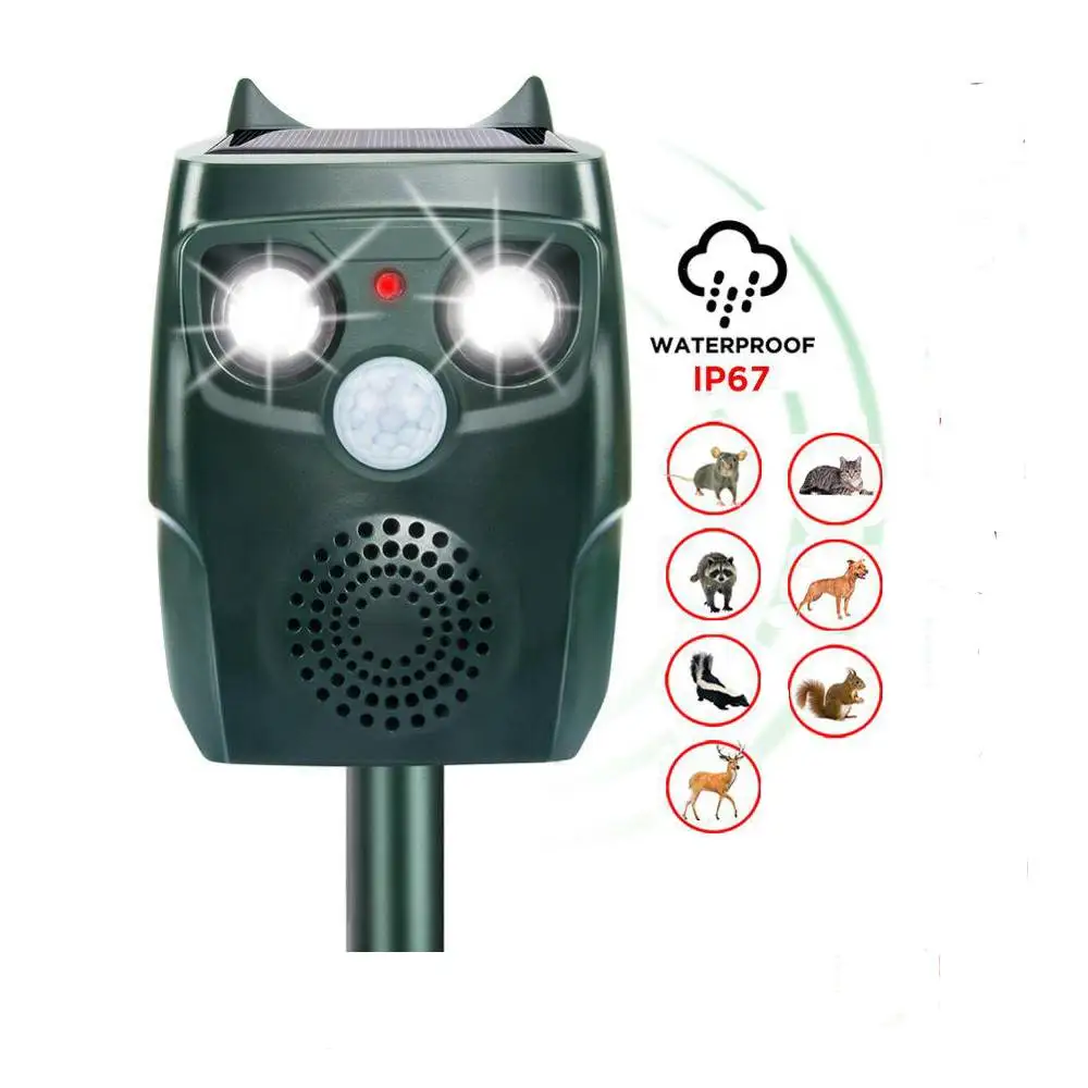 Ultrasonic Solar Powered Animal Repeller Repellent Outdoor  Waterproof Dog Repellent with Motion Sensor for Yard Farm Garden