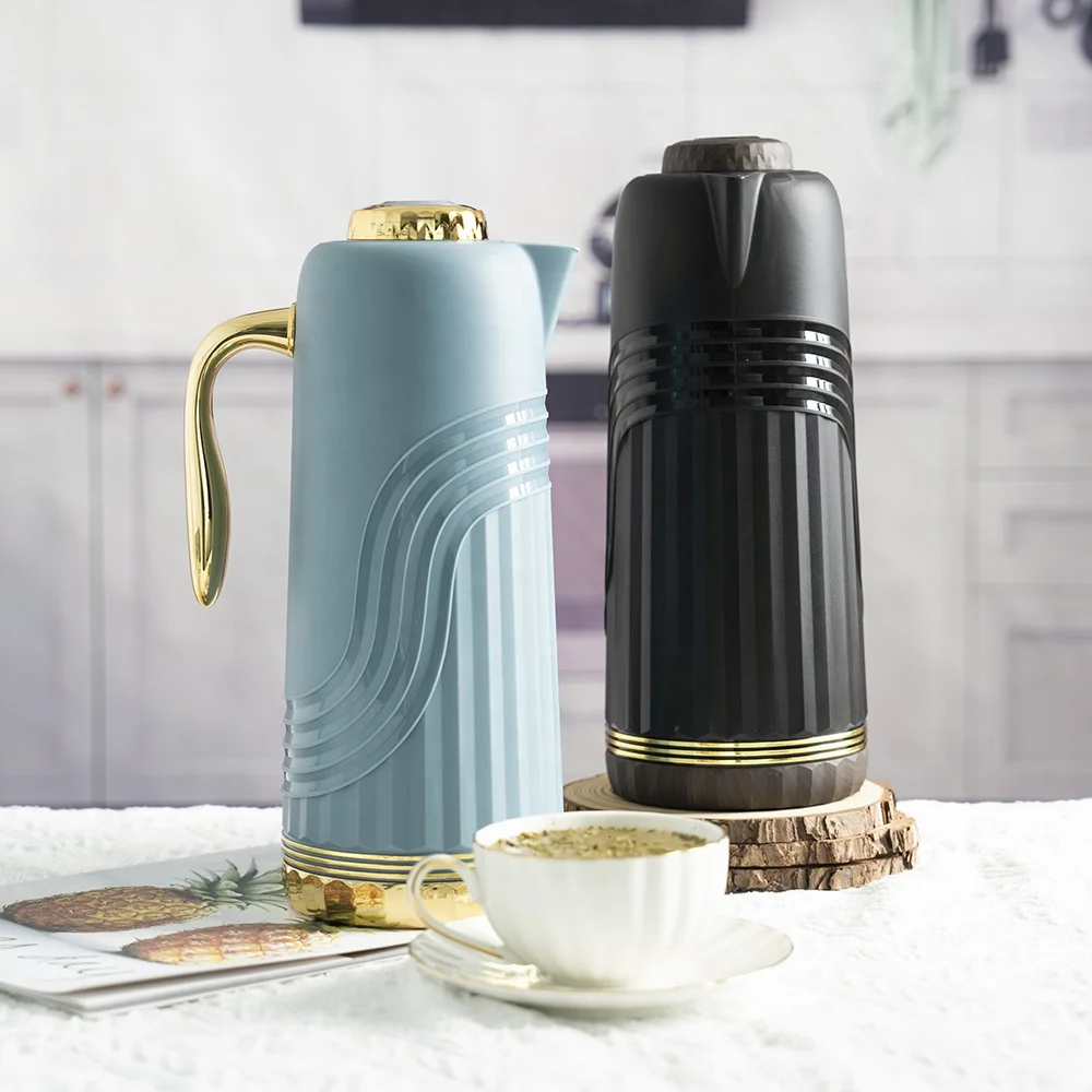 Manufacturer Gold Coating Dallah Luxury Vacuum Flask Arab Style Arabic Tea Set with Glass Liner for Home Kitchen Outdoor