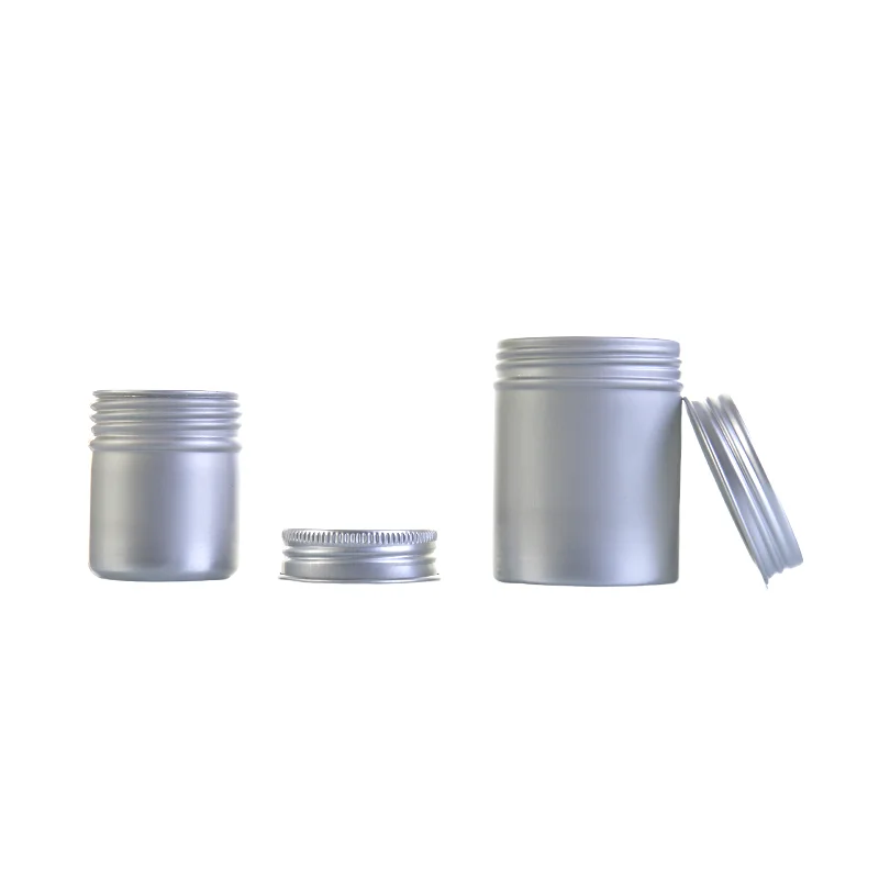 Reusable Metal Silver Coffee Tea Can 100g 150g 200g 250g Handicrafts Gift Cosmetic Hair Wax Face Cream Aluminum Jars