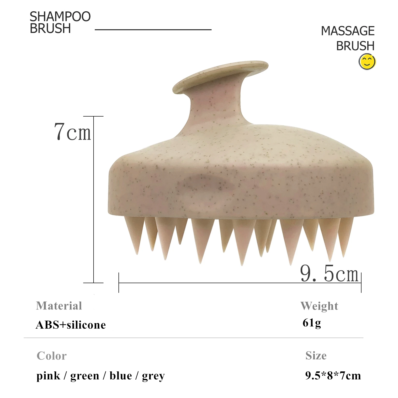 Print logo Wheat Straw Shampoo Brush Scalp Exfoliator Care Hair Washing Brush Soft Silicone Scalp Massager Brushes