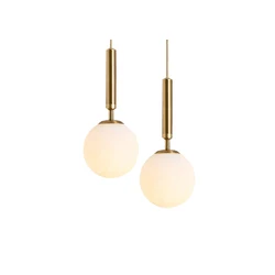 Modern Contemporary Small Ball Glass Pendant Lamp shade Brass Pole Hanging Light for Bedroom