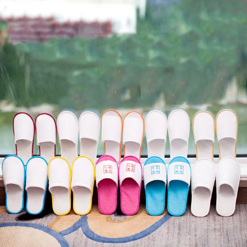 Custom hotel white slippers guest room disposable travel slippers