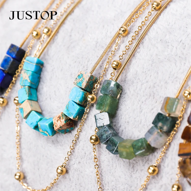 Luxury Gold Double Layer Chain Popular Personality Bead Chain For Women Accessories Geometric Star Pendant Necklace
