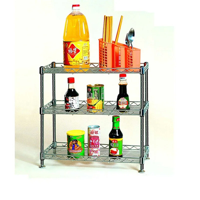 Кухня стеллаж для хранения стеллажи небольшой 3 Яруса Провода хромированный стеллаж для выставки товаров