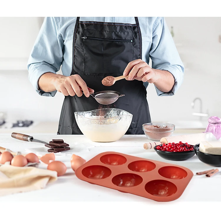 Non-stick 6-cavity Round Silicone Baking Mold Multi-use Silicone Cookie Mini Cake & Soap Resin Coaster Mold