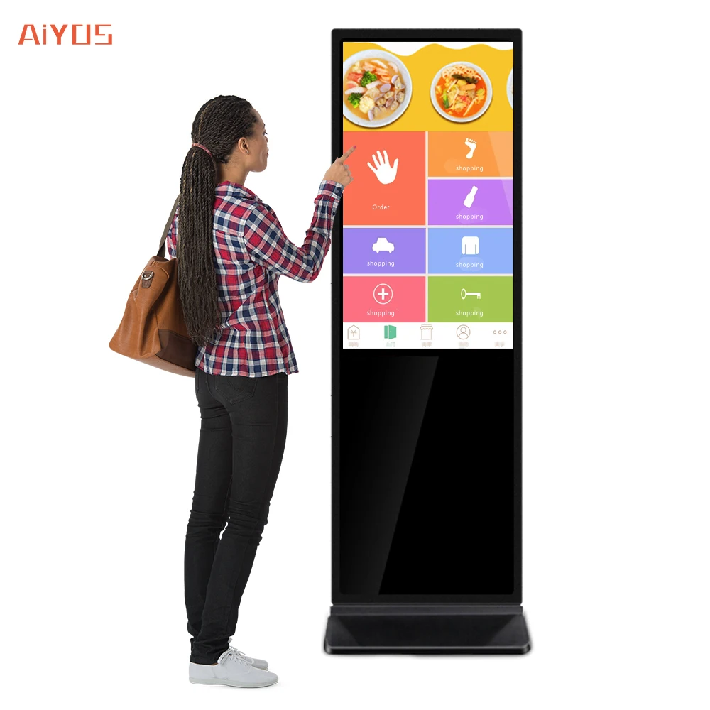 43 55 inch LCD Floor standing Kiosk Digital Signage IPS Touch Screen Kiosk Advertising Displays Totem for hotel