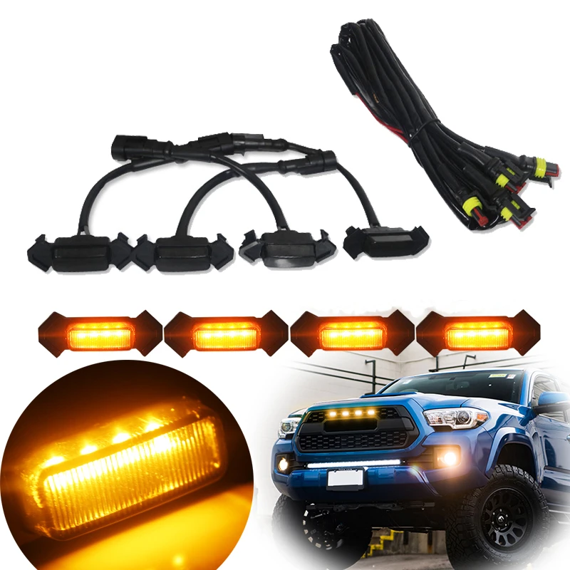 4 шт. LED внедорожнике решетчатое освещение для Ta кому trdpro 2016 2017 2018 2019 пикап передний капот решетка огни