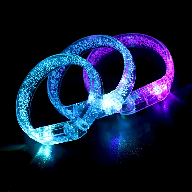 Custom Logo Neon Party Carnival Atmosphere Acrylic Color Changing Changeable Led Light up Luminous Bracelets