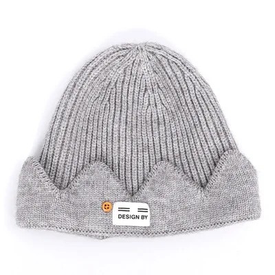 Wholesale fashion knitted grey wool warm beanie winter hat for men fabric label knitted wool hat