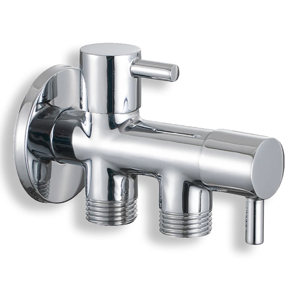 One In Two Out Toilet Partner Double-handle Dual-use Bathroom Shower Diverter Water Control 3 Way Brass Angle Valve