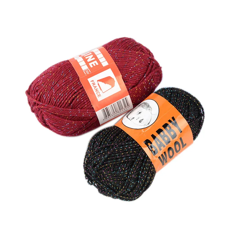 
High Quality Tricolor Gold Yarn Long Soft Smooth Hand Knitting Wool Ball Yarn 