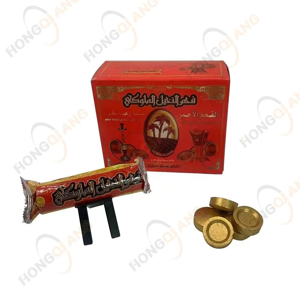 HongQiang Round Charcoal Hookah Incense Light Long Burning Time Golden Sliver Color Coal Wood Raw Material