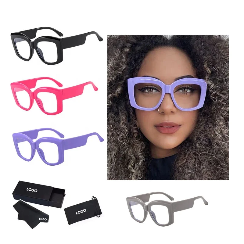 China manufacturer wholesale fashion oversized frame anti computer ray radiation blue light filter eye glasses for women