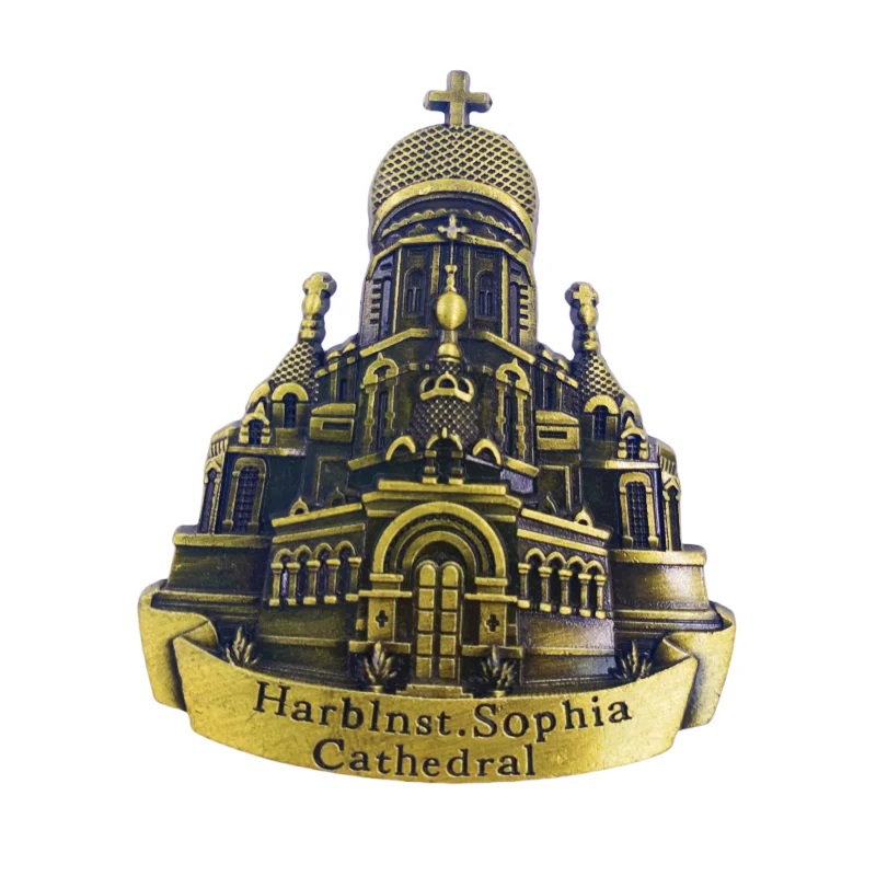 Custom Harbin Sophia Cathedral Tourism City Church metal 3D refrigerator magnet