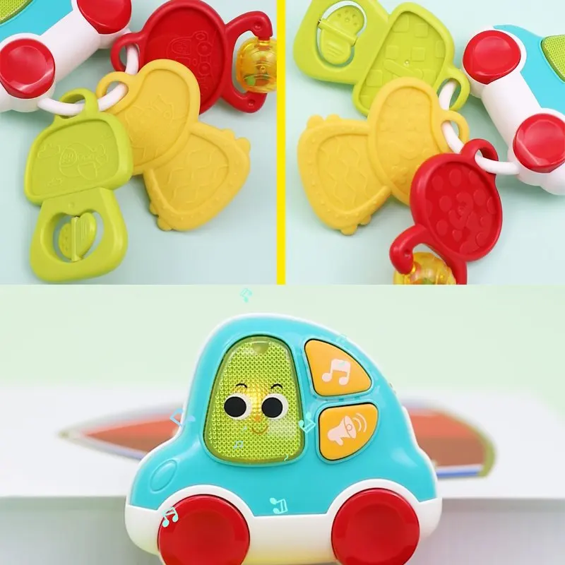 Samtoy Education Toy BPA Free Baby Chew Rattle Teether Build in Light Songs Sound Plastic B/O Musical Car Key