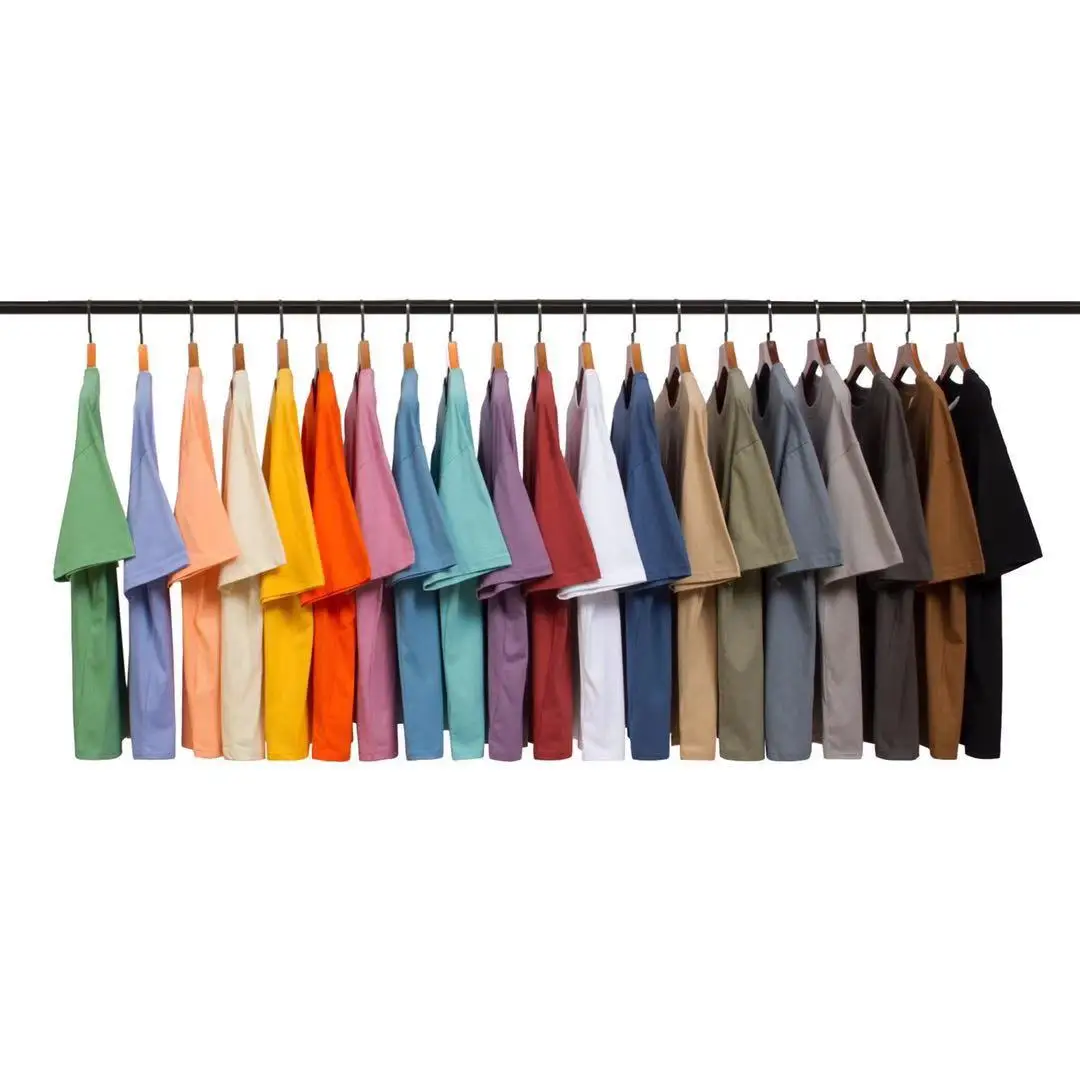 
2021 Hot selling high quality plain cotton colorful t-shirts unisex oversized streetwear couple t shirts wholesale 