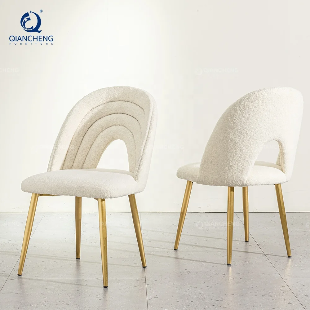 white nordic lamb plush cashmere dining chair fabric manufacture in china foshan furniture supplier gold banquet wedding chair