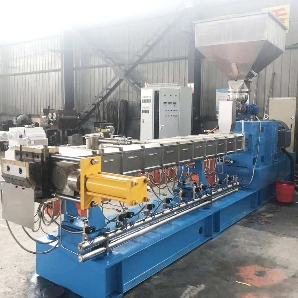 pet plastic recycling machine twin screw extruder pet flakes to be granules