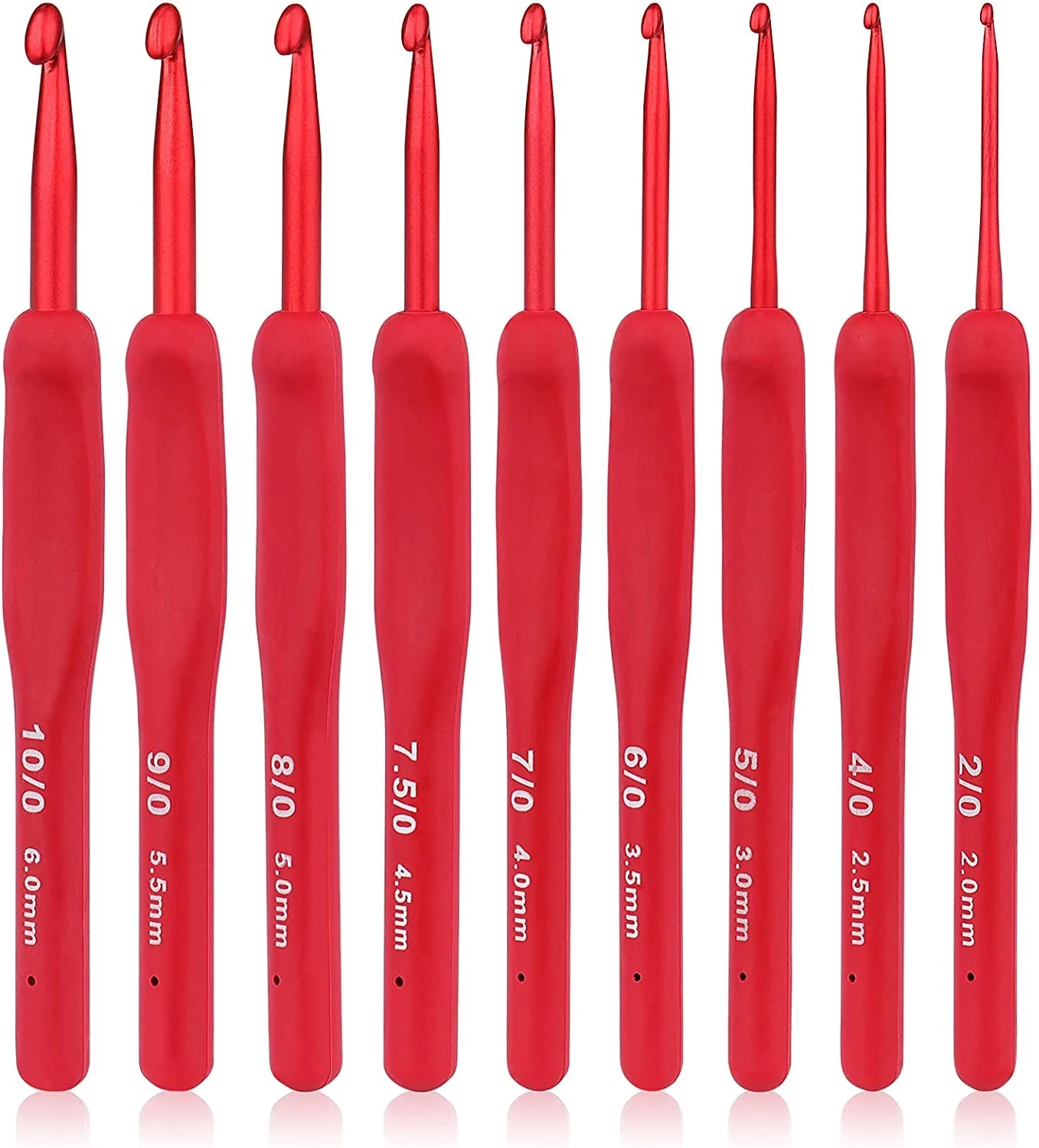 2.0-6.0mm Red Crochet Suit 9pc Beginner Gift Soft Handle Knitting Set For Socks Yarn Handicrafts DIY Weaving Tools