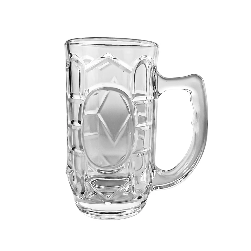 Factory Wholesale Clear Large Beer Glass Cup Custom Logo Lead-free Beer Mug Glass with Handle