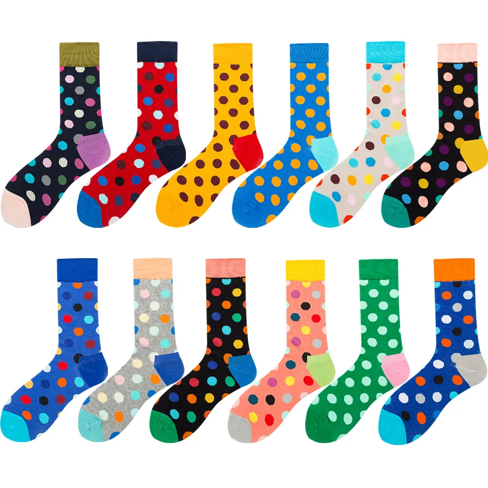 Bonypony Colorful Cotton Fun Bright Dots Patterned Socks Classic Fashion Socks for Men & Women