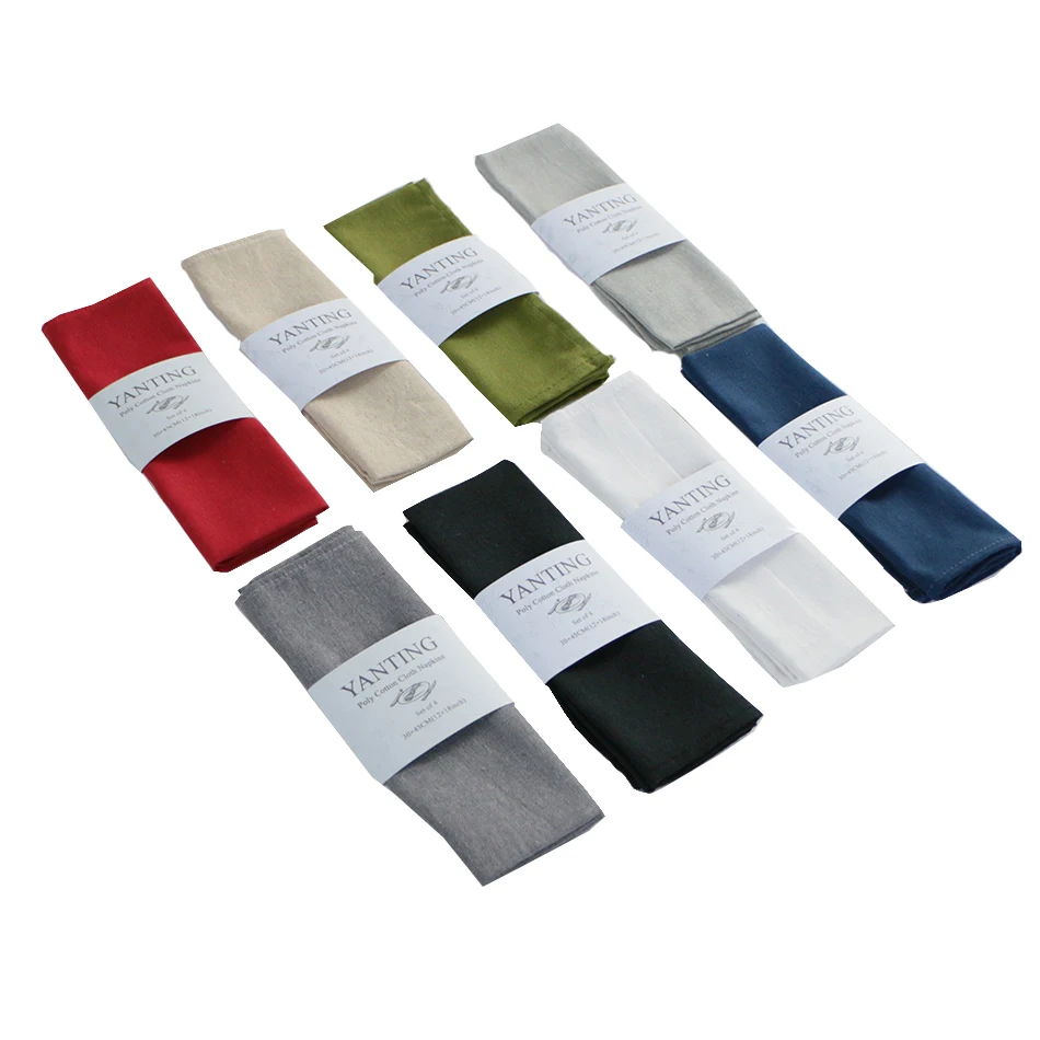 Оптовая Продажа пользовательских салфеток для ресторана, свадьбы, обеда, пеньковая однотонная ткань, полиэфирная льняная скатерть