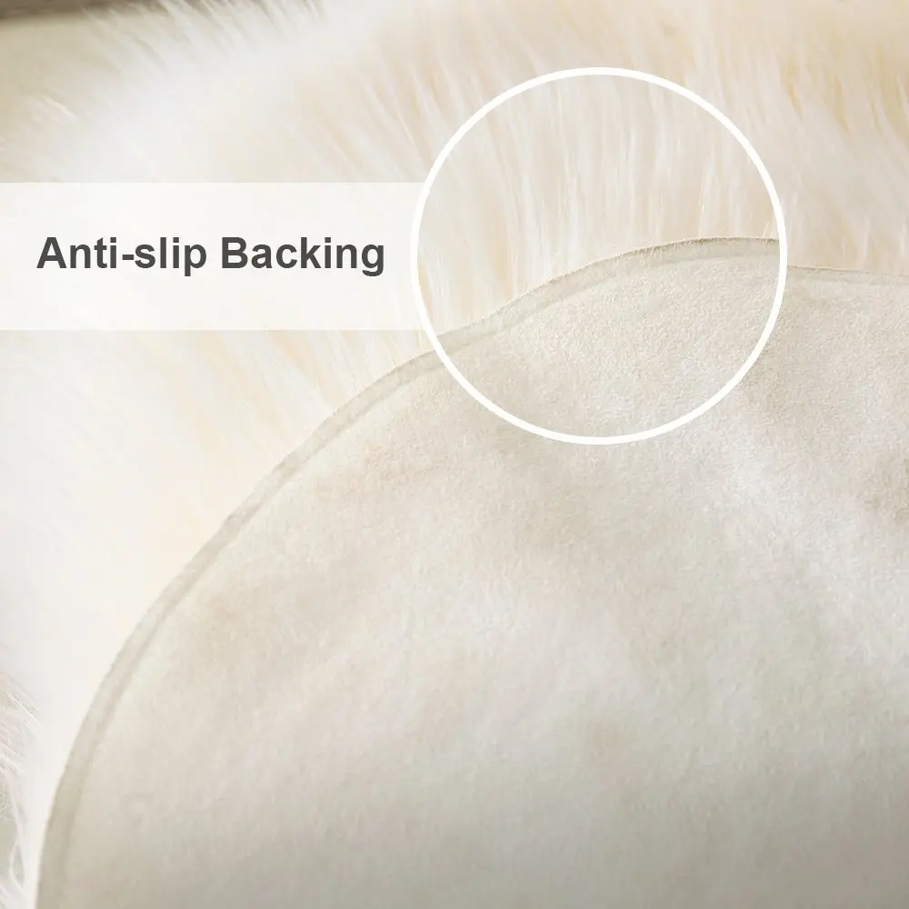 Modern luxury shaggy soft non slip faux fur bedside chair mat living room floor rug