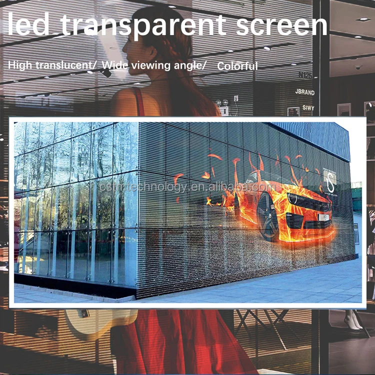 P3.91 Transparent Screen Glass Movie Led Display Curtain Wall Waterproof LED Grille Screen