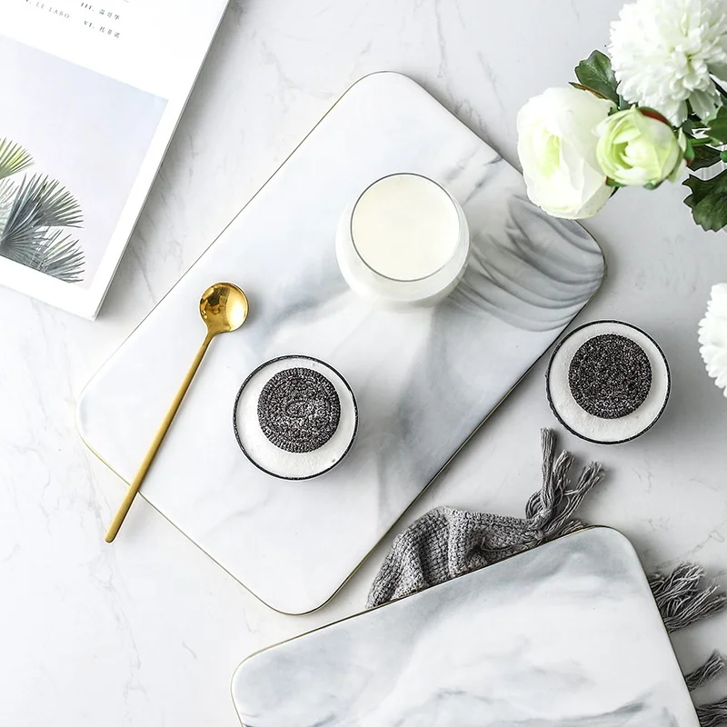 Нордическая Минималистичная мраморная керамическая поднос прямоугольная тарелка разделочная доска тарелка для торта суши тарелка для западного хлеба плоская тарелка