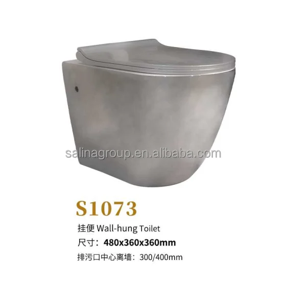Luxury modern design ceramic bathroom toilet frameless wall mounted gold plated bathroom toilet