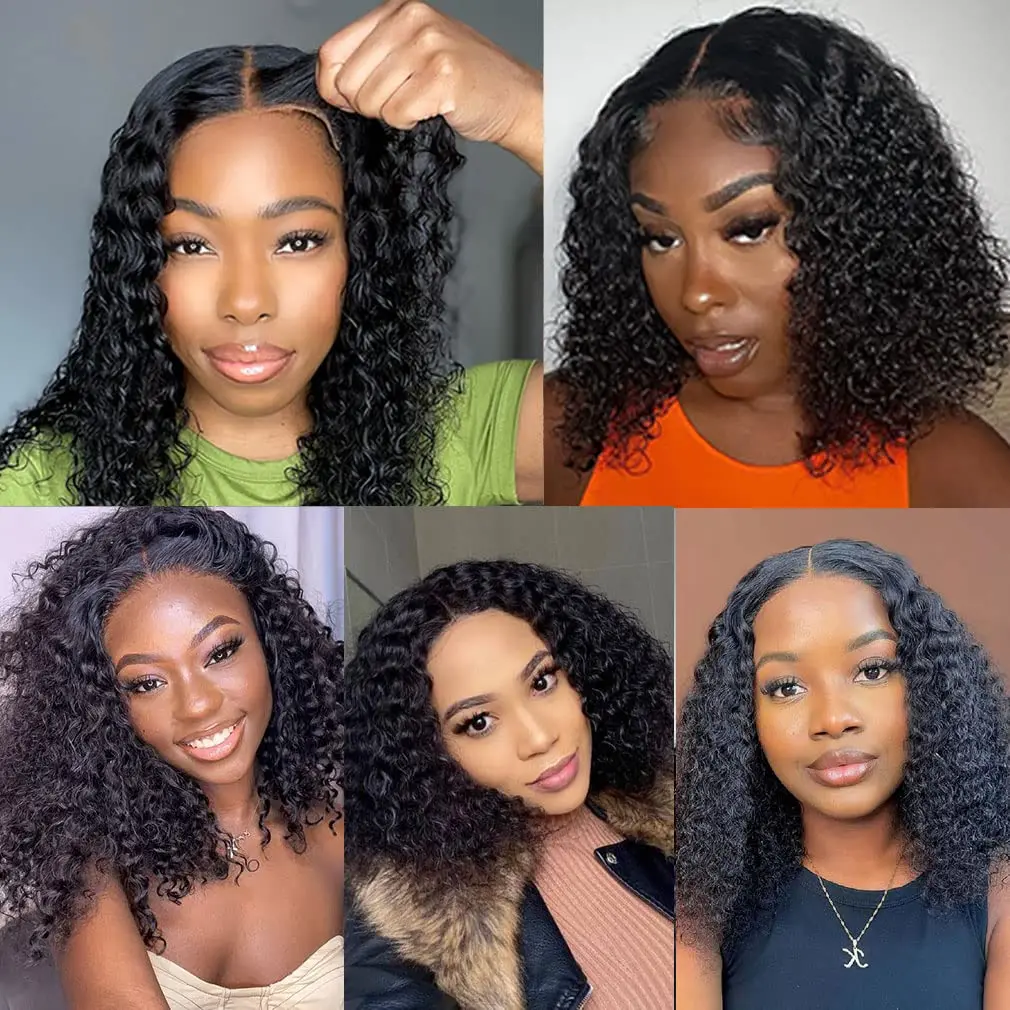 Wear and Go Glueless Wigs Deep Wave Bob Wigs Human Hair Wear and Go Lace Pre Cut No Glue Lace Wigs for Black Women