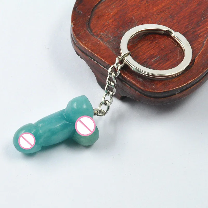Crafts Best Value of Mix Gemstone phallus Keyring Semi-precious stones Keyring For Sale gift