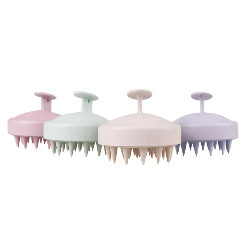 Eco-friendly wheatstraw silicone hair brush silicone hair scrubber for self cleaning