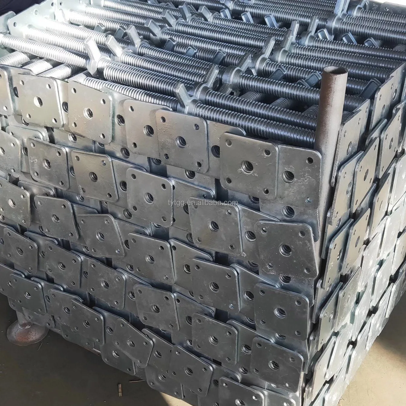 Silver Painted Electric Galvanized Heavy Duty Screw Scaffolding Adjustable Base Jack