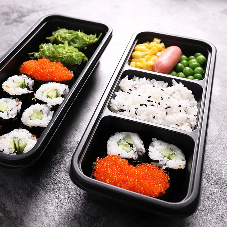 Cheap Disposable Food Box 3 Compartment Food Containers Bento Plastic Storage Boxes & Bins Plastic Blister Packing Container
