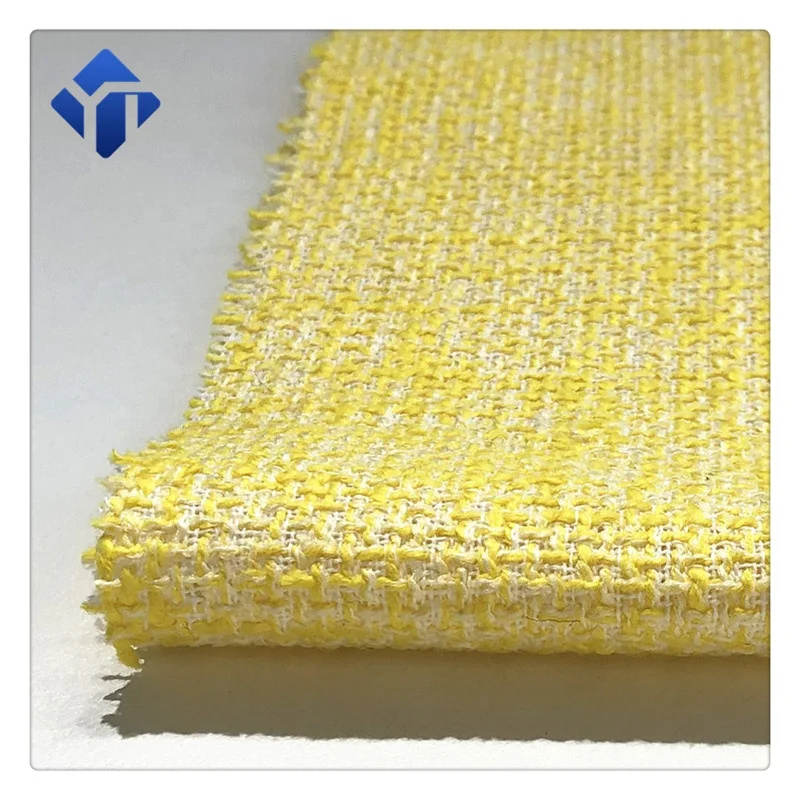 
Polyester cotton blend yellow tweed womens clothing fabric 